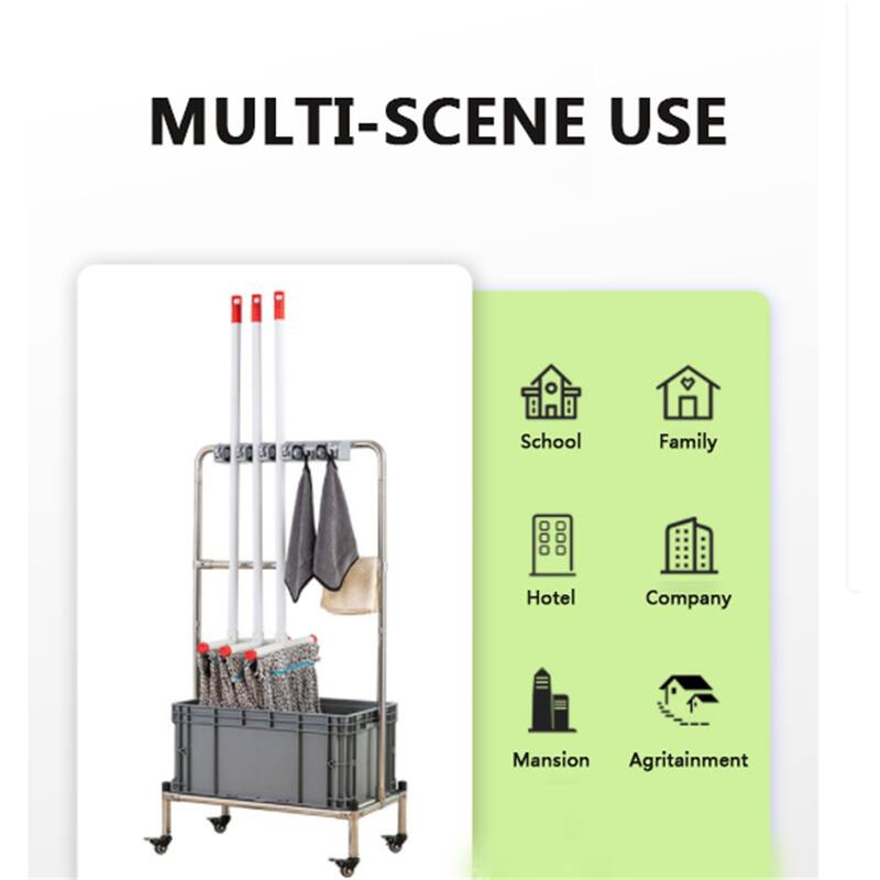 Morden Movable Mop Rack Cleaning Tool Cart with Mobile Universal Wheels