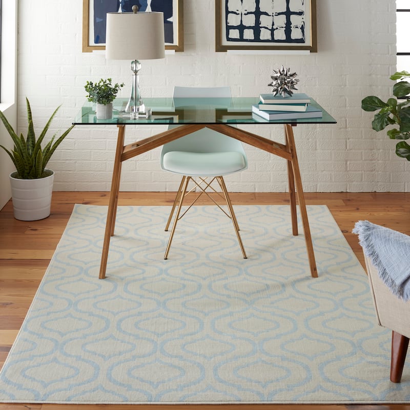 Nourison Jubilant Moroccan Trellis Area Rug - 6' x 9' - Aqua