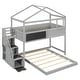 preview thumbnail 12 of 26, Twin over Full House Bunk Kids Bed Frame with Storage Staircase, Blackboard, Pitched Roof, Fun Design, Easy Assembly, Grey