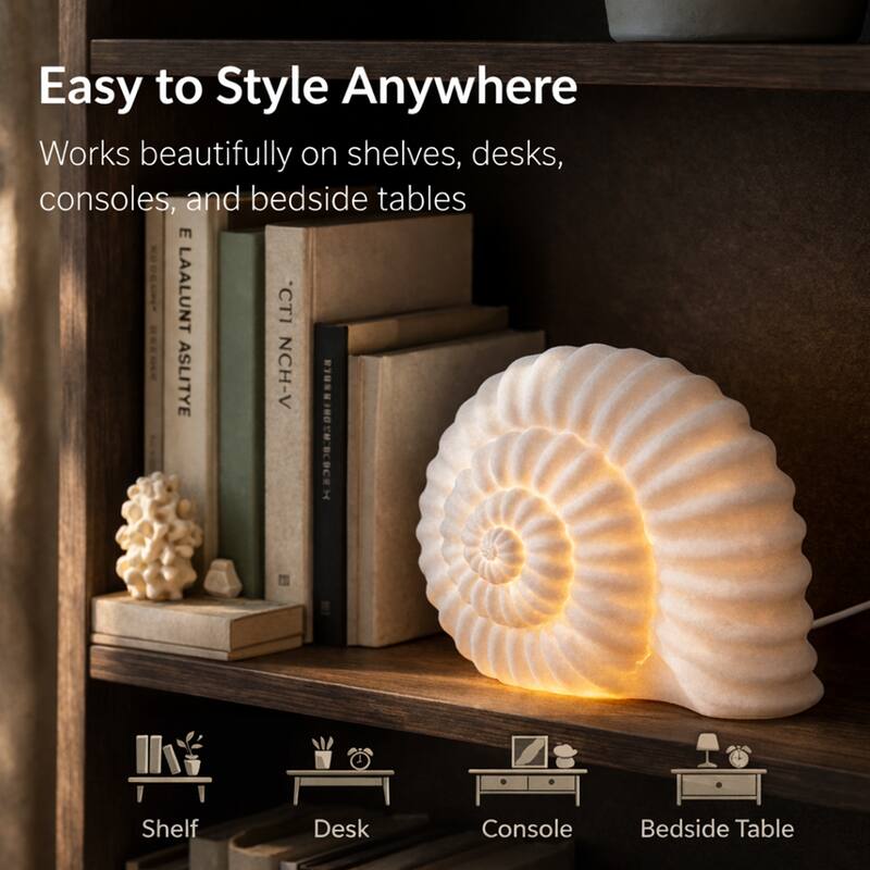 Aria Home Snail Table Lamp Sculpted Sandstone Accent Lighting