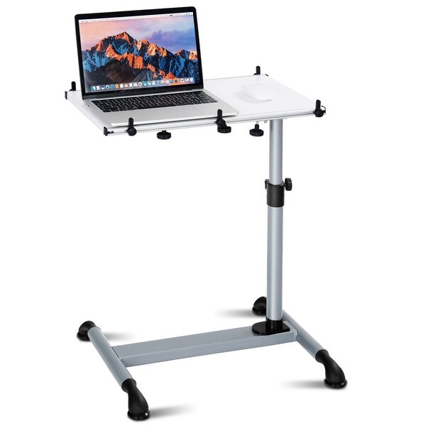 Shop Costway Height Adjustable Mobile Laptop Stand Desk Sofa Side