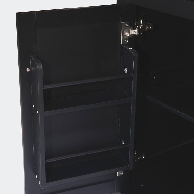 Kitchen Cart with Rubber wood Drop-Leaf Countertop