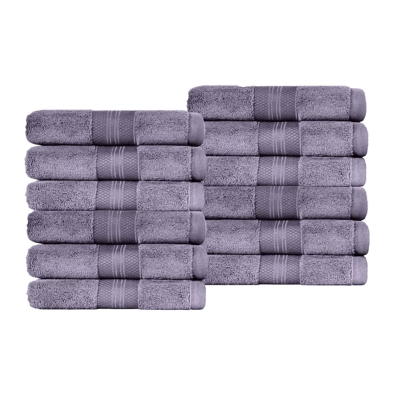 Superior Turkish Cotton Solid Heavyweight Face Towel Set of 12