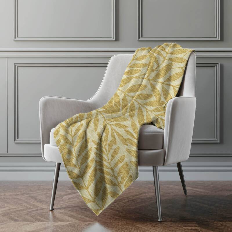 Premium Machine Washable ASB111 Floral Palms Sherpa Throw Blanket