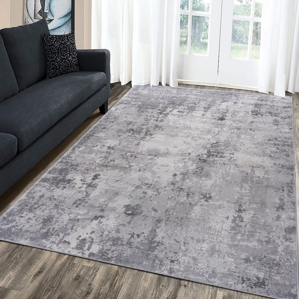 Roomfitters 6x9 Machine Washable Boho Vintage Area Rug, Non-Slip Pet Friendly Indoor Living Room Decor Carpet - Light Grey