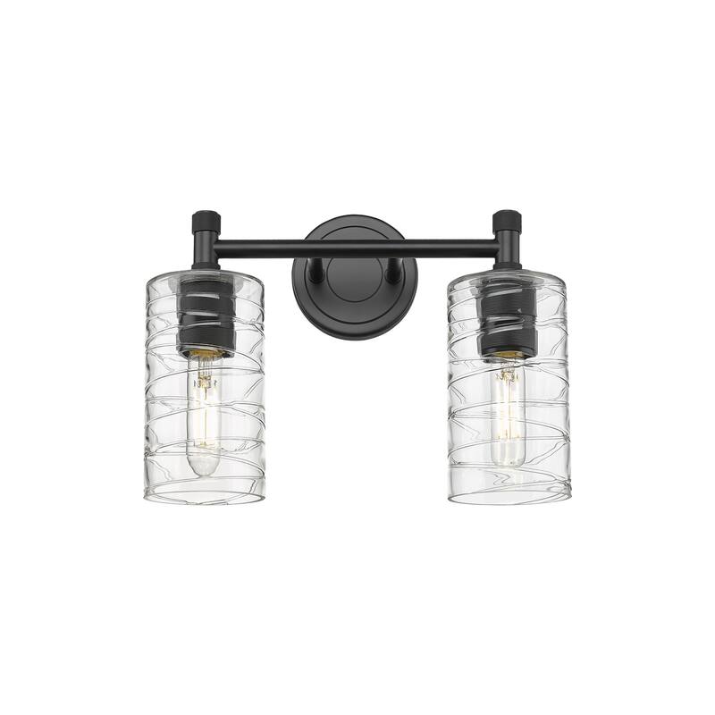 Innovations Lighting 434-2W-11-14 Crown Point Vanity Crown Point 2 - Matte Black / Deco Swirl