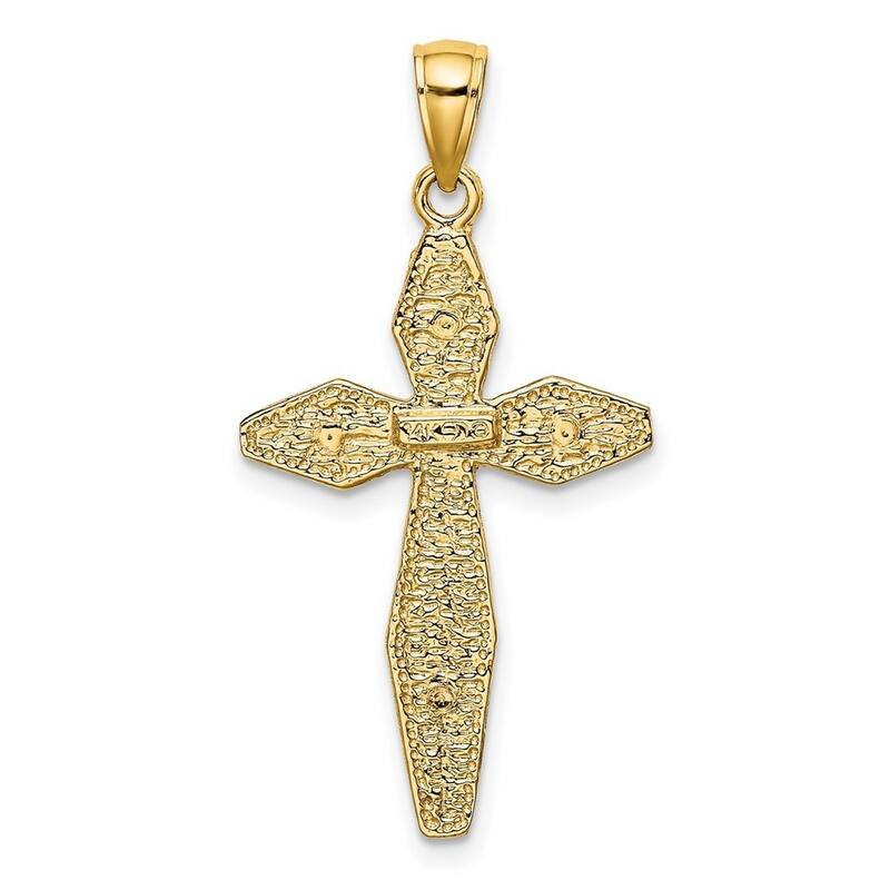 Curata 14k Yellow Gold Textured INRI Crucifix Cross Necklace 18mm x 36mm