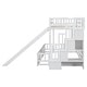 preview thumbnail 18 of 18, Twin Over Full Size Floor Bunk Bed with Slide and Safety Guardrails, Wooden Bunk Bedframe with Storage Staircase and Fence