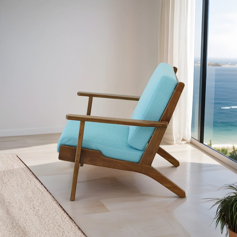 Kymber Teak Wood Linen Lounge Chair