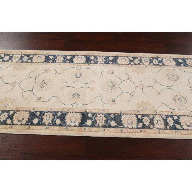 Vegetable Dye Peshawar Chobi Oriental Runner Rug Wool Hand-knotted - 2'8" x 11'6"