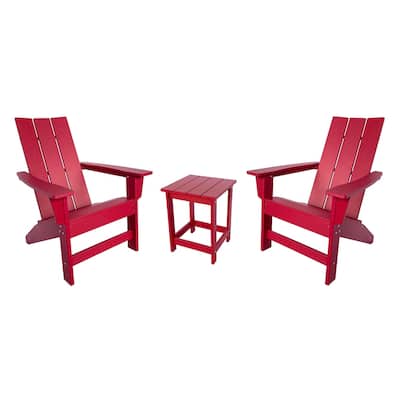 Hampton All Weather Poly Lumber Outdoor Modern Adirondack Chair and Table Set