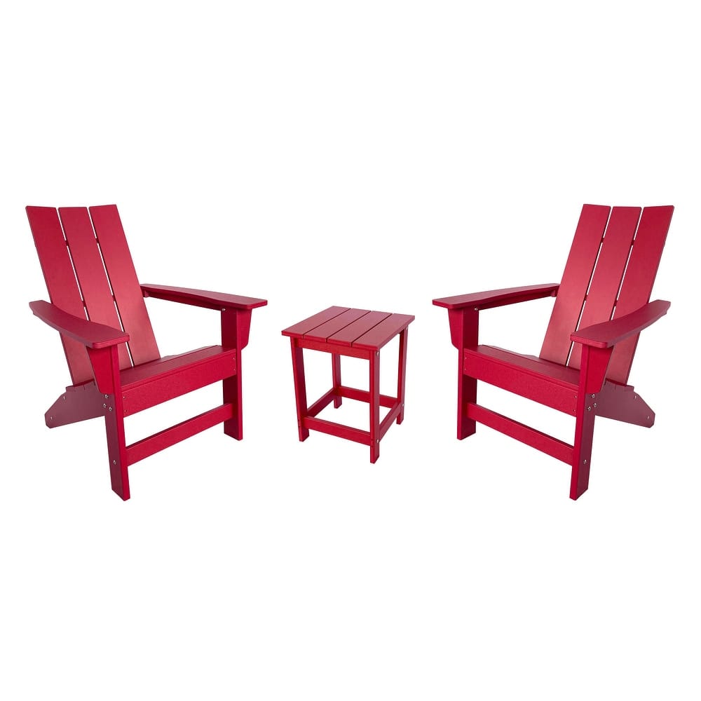 Hampton All Weather Poly Lumber Outdoor Modern Adirondack Chair and Table Set