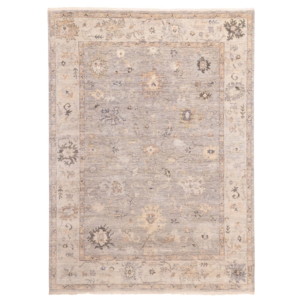 ECARPETGALLERY Hand-knotted Modern Oushak Grey Wool Rug - 9'1 x 12'3