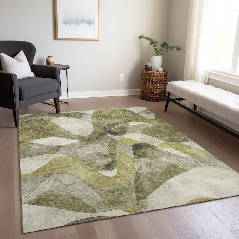Machine Washable Indoor/ Outdoor Modern Chantille Rug
