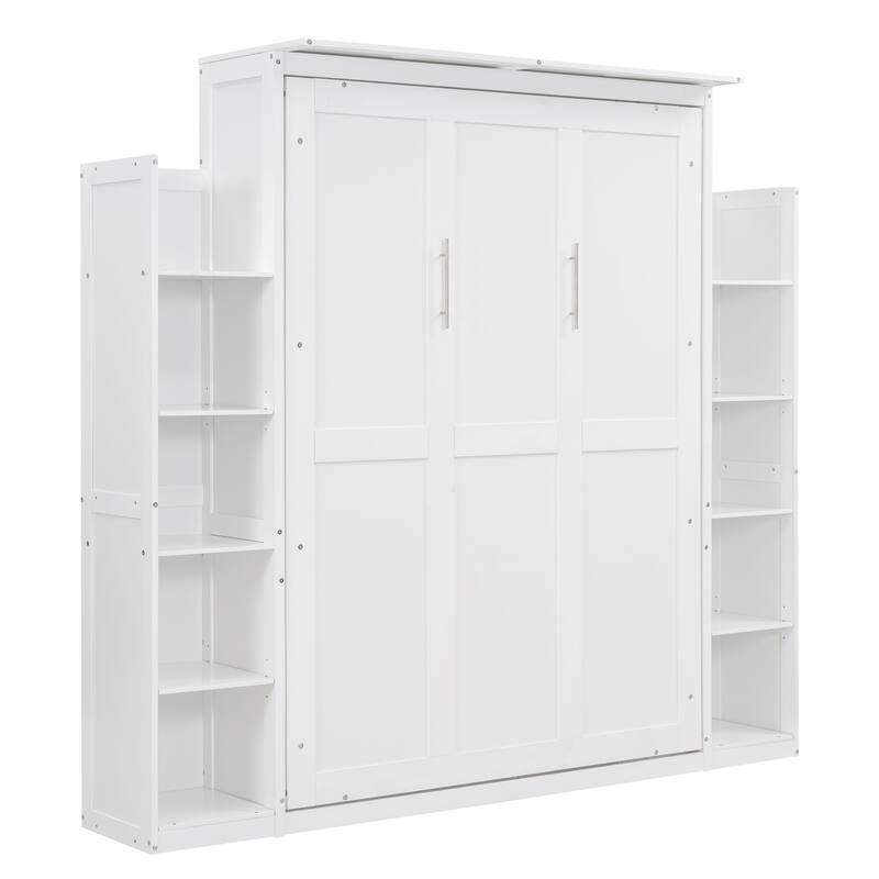Queen Murphy Bed with Shelves and LED Lighting