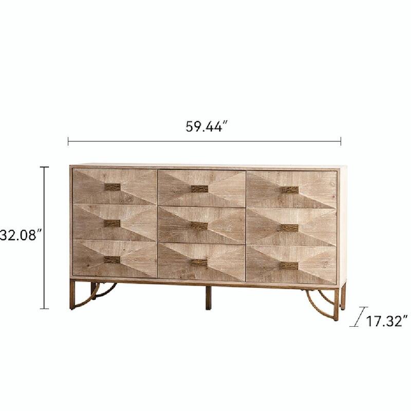Light Wood Dresser with Metal Glide Drawers - Multi-Functional