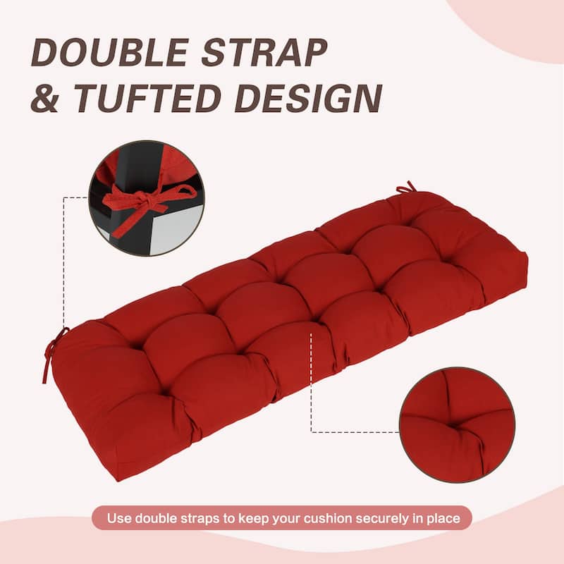 Aoodor Outdoor Polyester Tufted Bench Cushion, Water-resistant & Fade-Resistant Cushion
