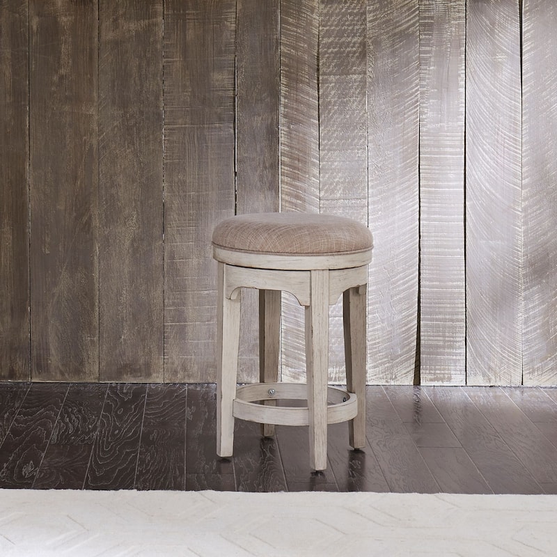 Farmhouse Reimagined Antique White with Chestnut Console Swivel Stool - N/A - Single - Antique White - Counter Height