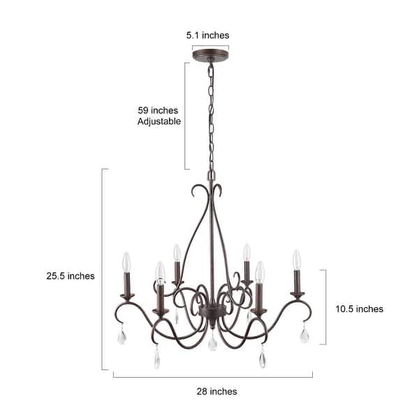 Farmhouse 6-Light French Country Chandelier Crystal Transitional Lights for Dining Room