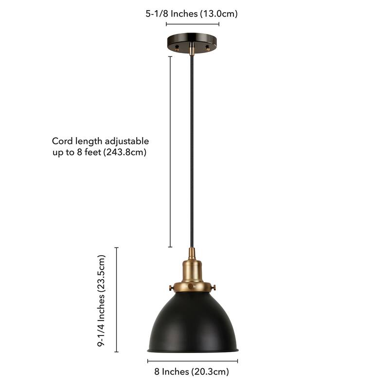 Madison 8" Wide Pendant with Metal Shade