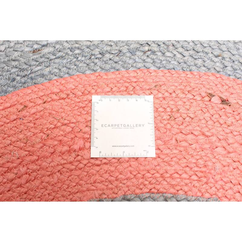 ECARPETGALLERY Braided Weave Palas Denizli Salmon Jute Rug - 3'3 x 3'3