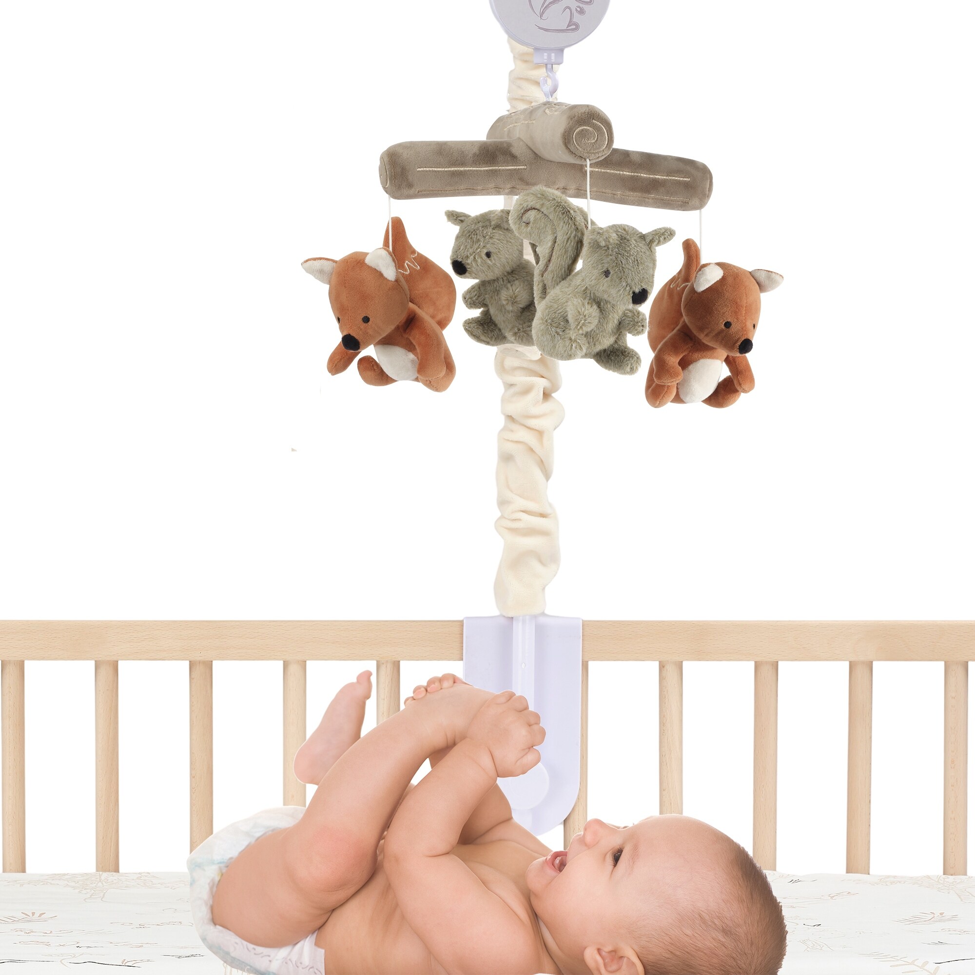 Lambs & Ivy Treetop Fox & Squirrel Woodland Musical Baby Crib