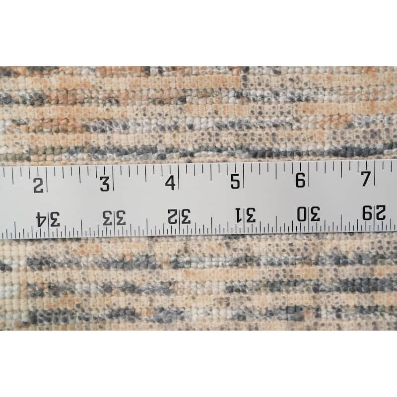 Hand Knotted Oriental Viscose Silk Carpet Modern All-Over Peach Abstract Area Rug - 4' 0'' X 2' 0''