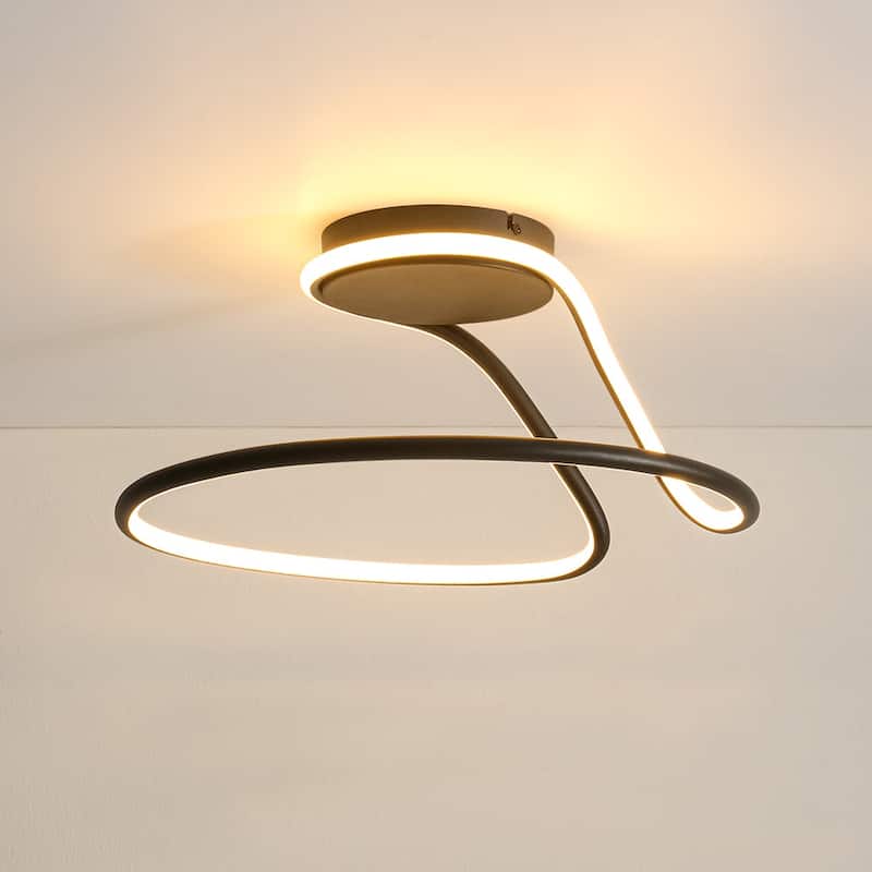 Modern Flow Line Dimmable LED Semi Flush Mount Light 16.9 in