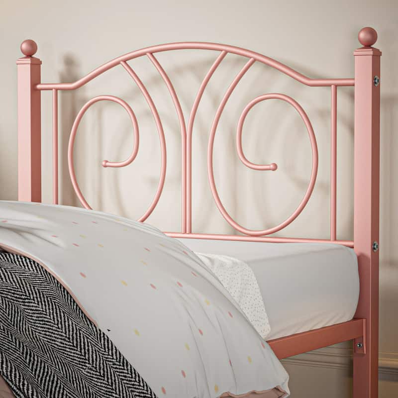 VECELO Platform Bed Frame with Scroll Headboard Twin/Full/Queen Size Beds