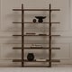 preview thumbnail 6 of 16, NADAAL STUDIOS Thalor Bookshelf, Large Dark Oak with Bullnose Vertical Supports, Rounded Edges Metal Detail, Dark Brown