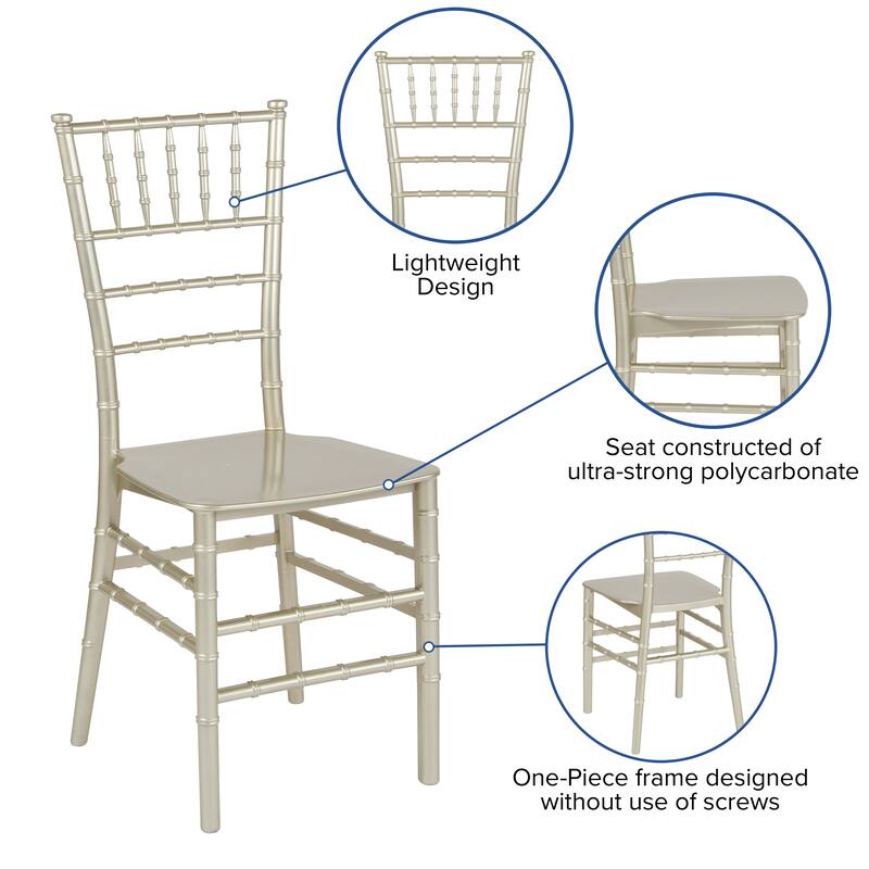 Resin Stackable Chiavari Chair - 15"W x 18.75"D x 35"H - 15"W x 18.75"D x 35"H