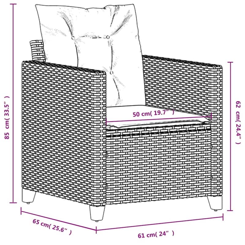 vidaXL Garden Chair Grey PE rattan