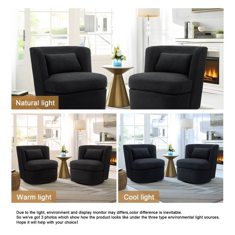 2Set 360°Swivel Barrel Chair with Cushion