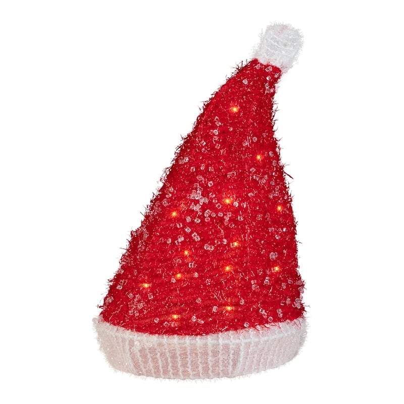 12.25" Lighted Santa Hat Christmas Tree Topper, Clear Lights