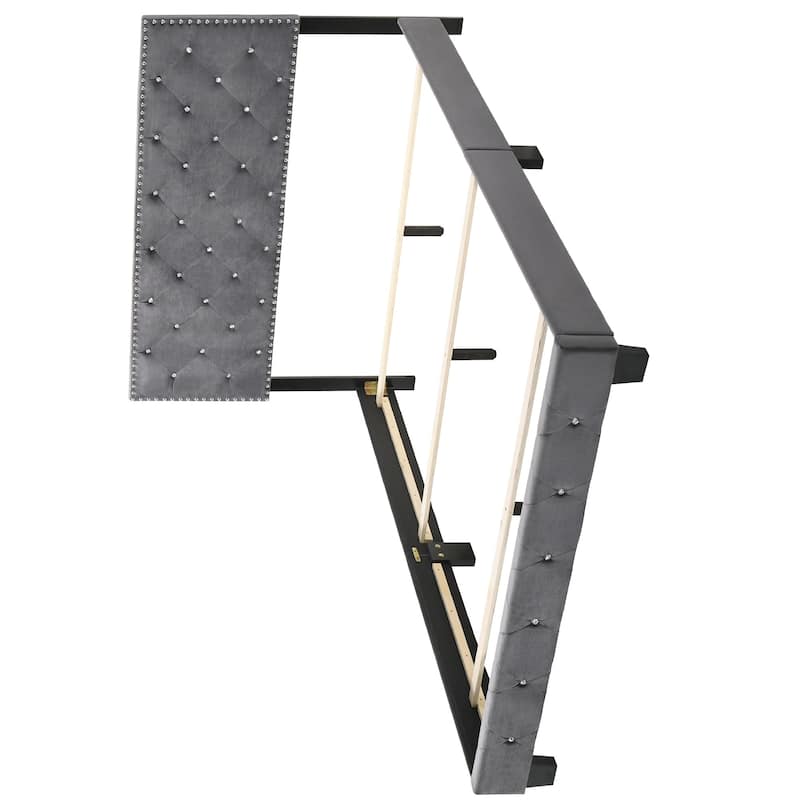 Upholstered Tufted Jewel Full Panel Bed - 77" - Gray