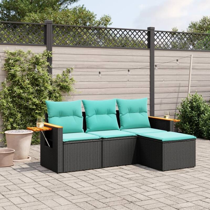 vidaXL Garden Sofa Set Black, Blue - 21.7 x 21.7 x 14.6