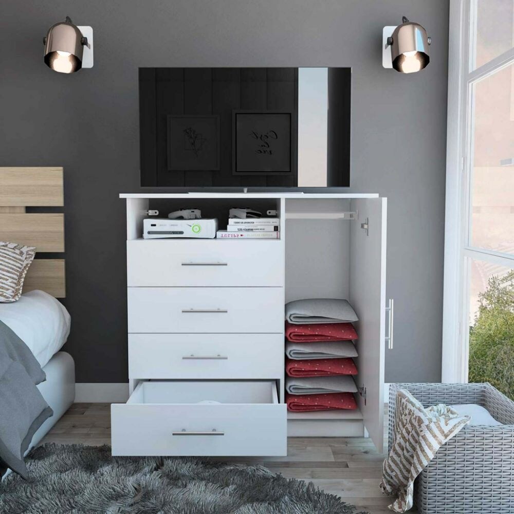 5 Shelf Wall Mounted Shoe Cabinet with Mirror Door Bed Bath