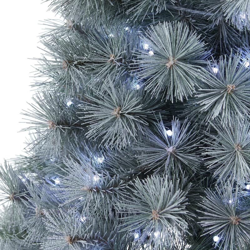 4ft. Snowy Pine Artificial Christmas Tree with 150 LED Lights in Decorative Planter - Charming Holiday X-Mas Décor