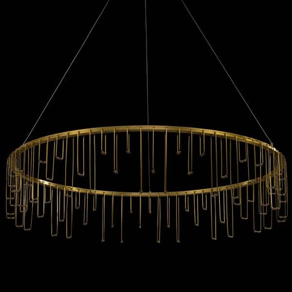 slide 1 of 1, Golden Lighting 5461-32 Lucerna 32" Wide Ring Chandelier Stainless Steel Gold