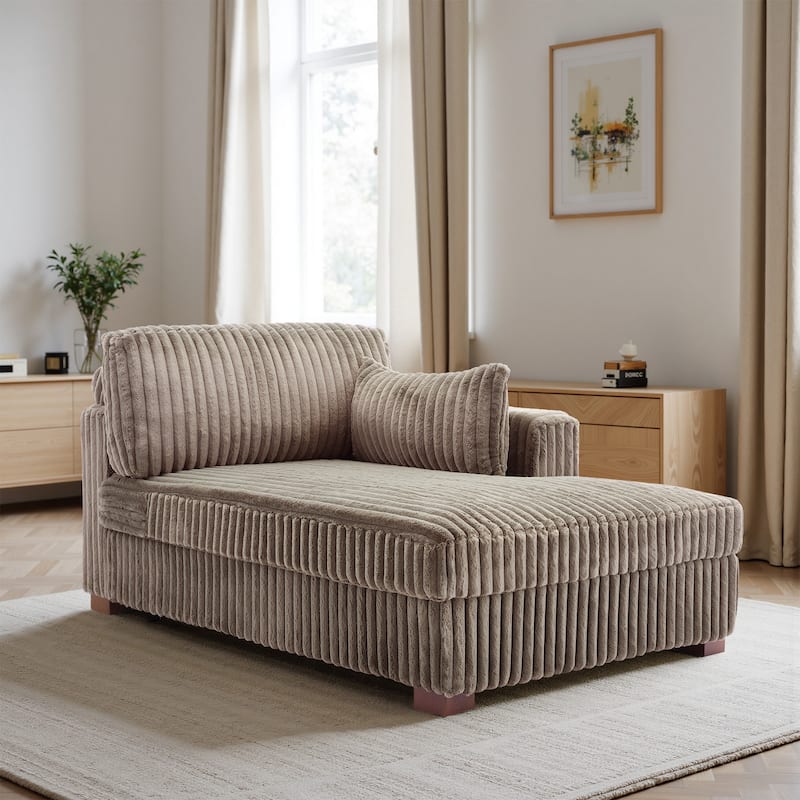 UIXE Upholstered Plush Bedroom Lounge Chairs with Left Armrest & Lumbar Pillow