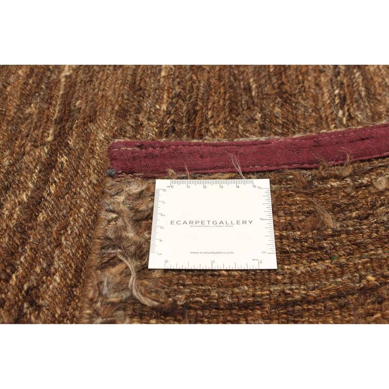 ECARPETGALLERY Flat-Weave Natural Brown Wool Tapestry Kilim - 5'0 x 6'8