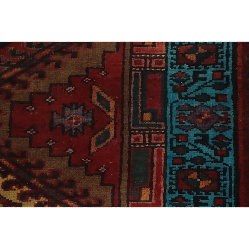 Hand Knotted Oriental 100% Wool Carpet Traditional Tribal Red Ardebil Runner Rug - 10' 7'' X 3' 4''