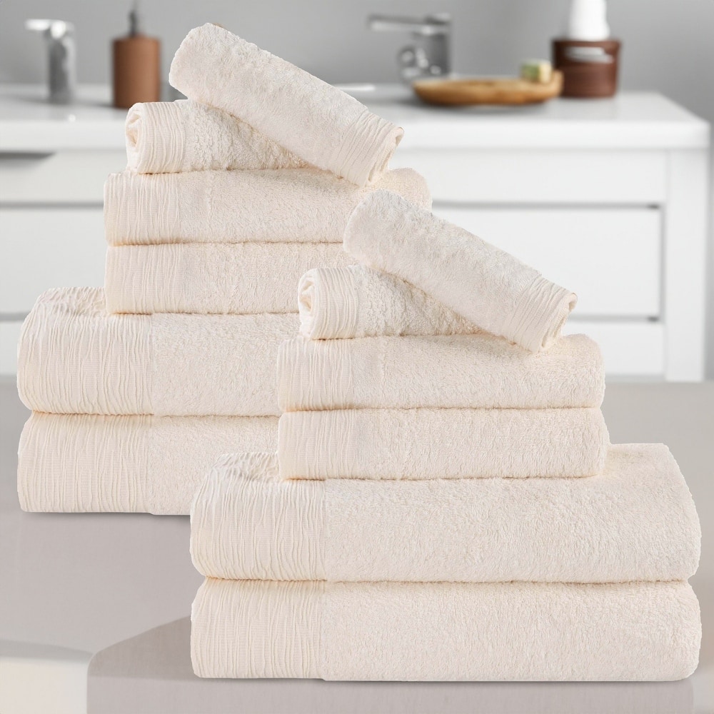 Superior Sierra Rayon From Bamboo Cotton Blend 12 Piece Bathroom Towel Set