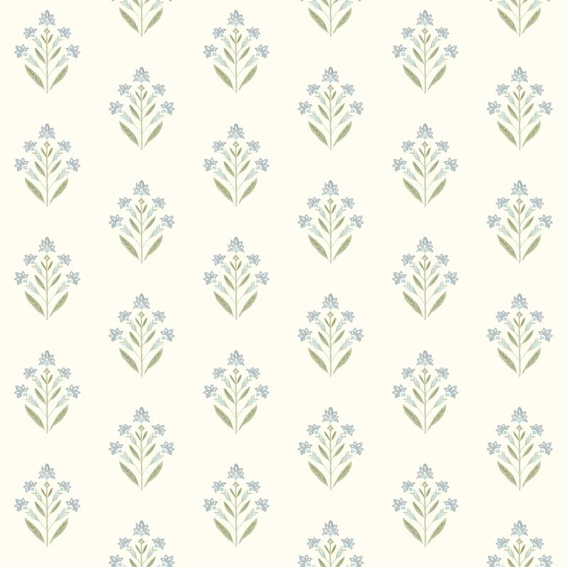 Chesapeake Kova Aquamarine Floral Crest Wallpaper