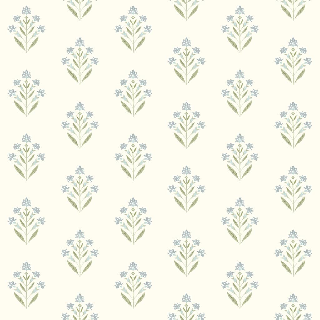 Chesapeake Kova Aquamarine Floral Crest Wallpaper