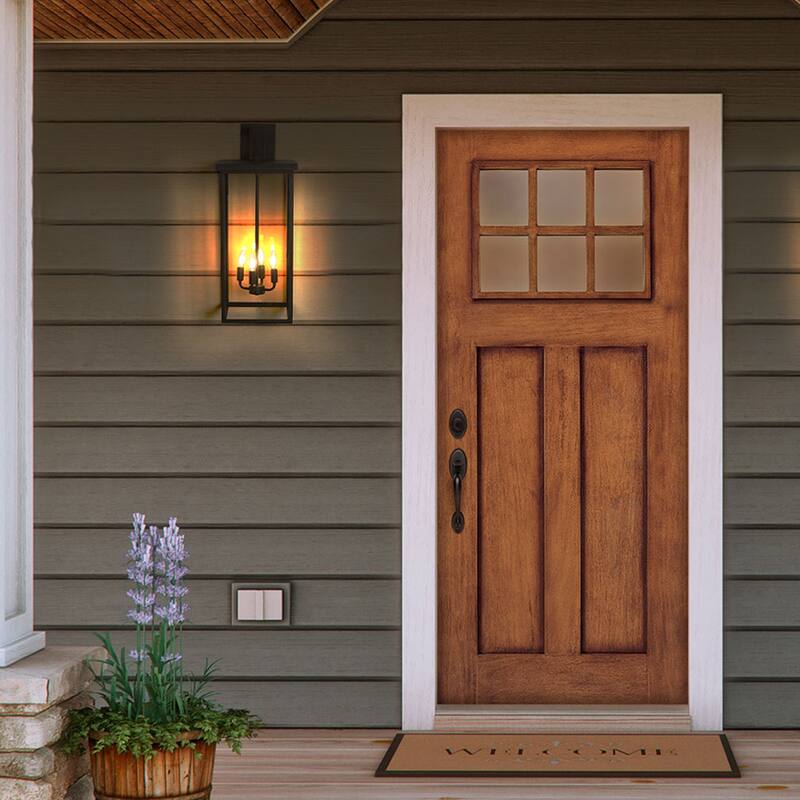 30"(H) 1pcs 4-Light Black Outdoor Wall Light, Weatherproof Wall Sconces for Porch, Garden, Patio (No Bulbs) - Matte Black