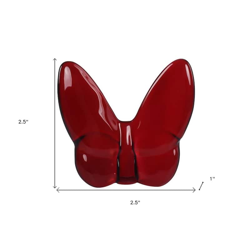 HomeRoots 3" Burgundy Crystal Butterfly Figurine Tabletop Sculpture