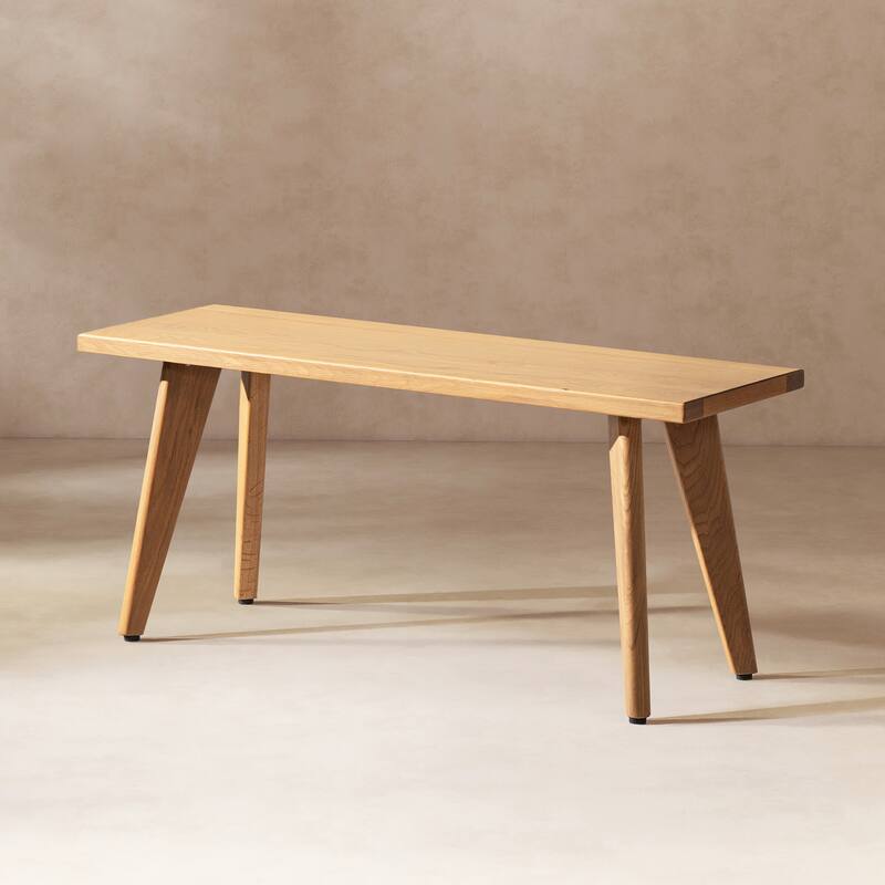 Jennifer Taylor Home Capri Solid Red Oak Wood Bench - Natural Brown - 3 Seats