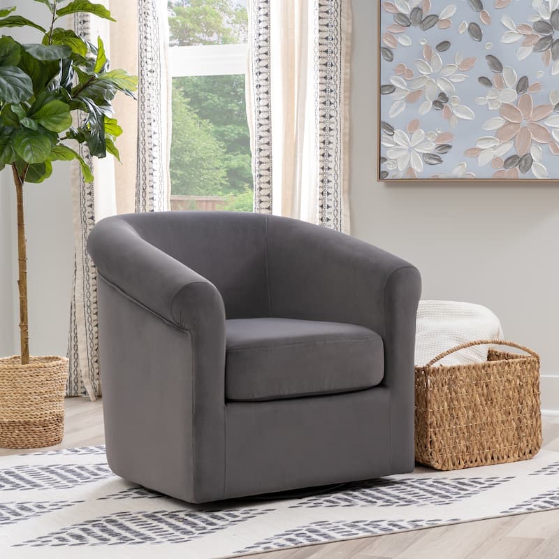 Moriarty Velvet Swivel Chair - Grey