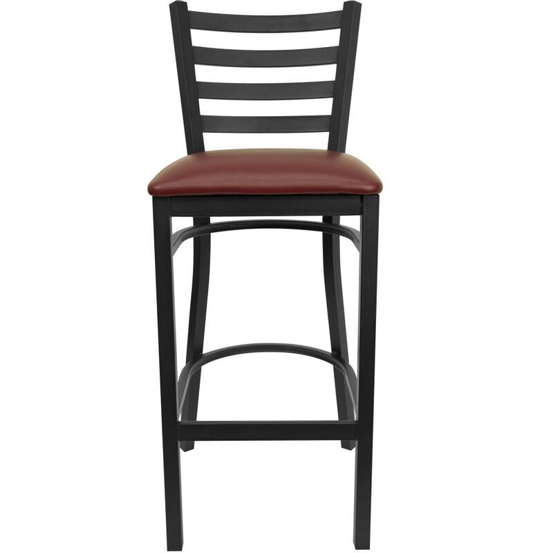 Ladder Back Metal Restaurant Barstool - 17"W x 18"D x 42.25"H